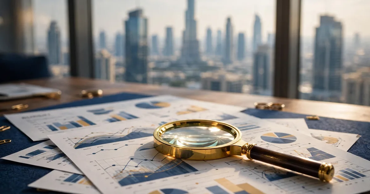 Illustration of a risk-based internal audit plan testing control checkpoints across a company, in lapis blue and gold