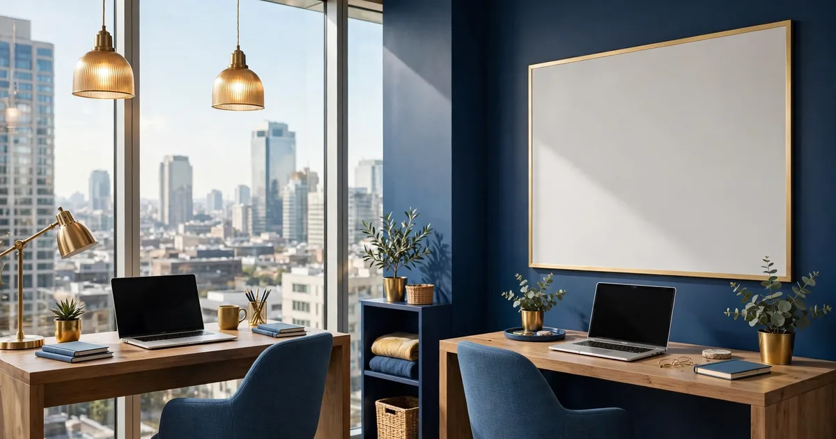 Rocket rising over a ledger and tax documents in lapis blue and gold, for startup tax consultants in Dubai