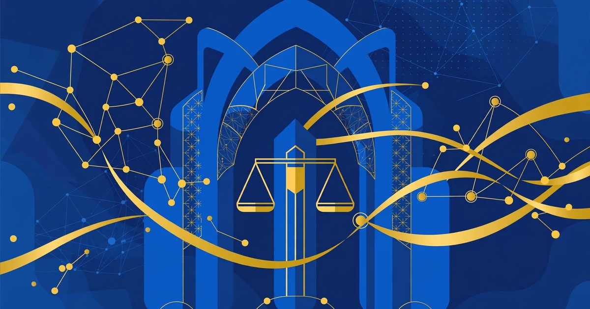 Smartphone showing a zakat payment confirmation beside gold coins in lapis blue and gold